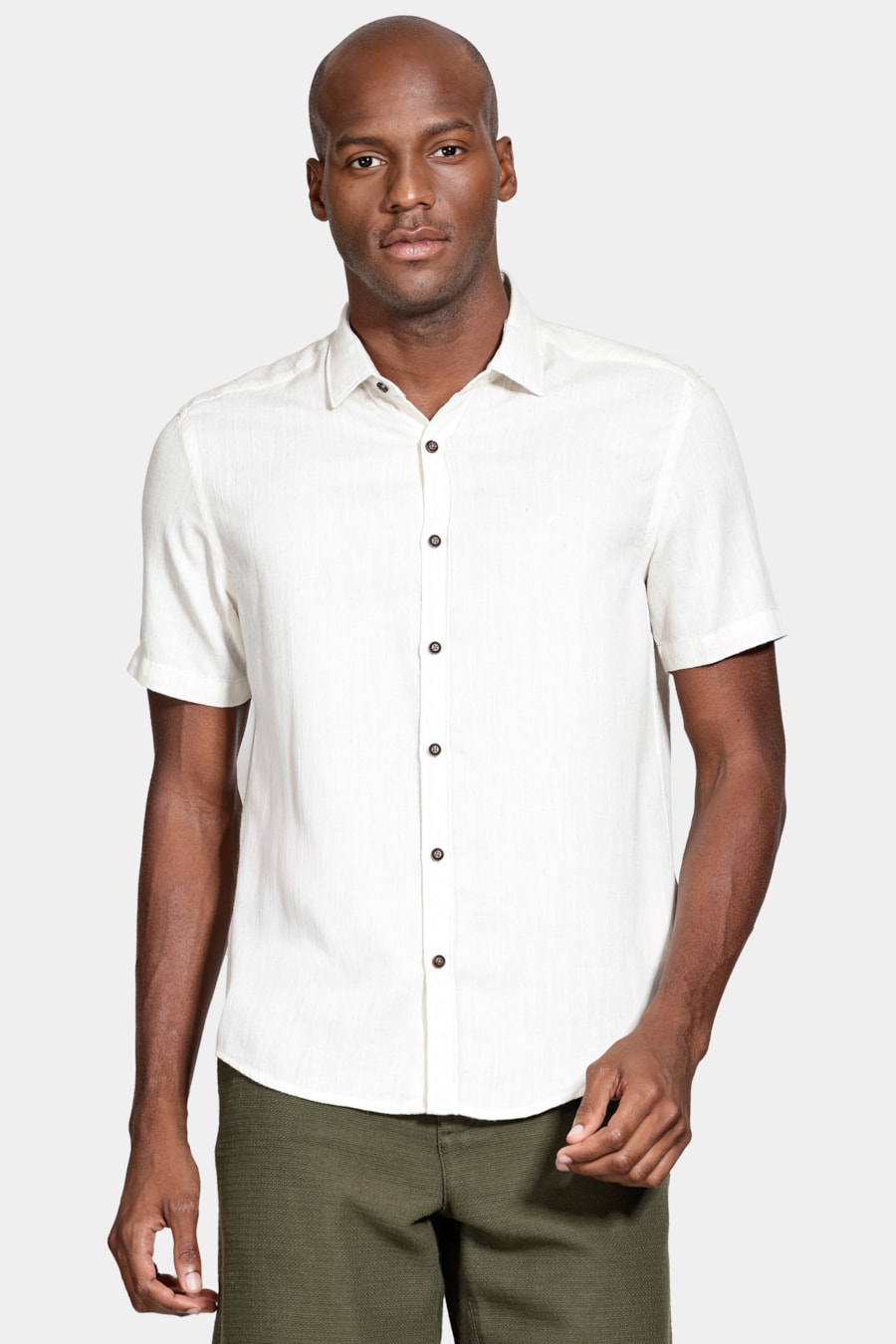 Camisa Manga Curta Regular Algodão Viscolinho Natural — foto 1 de 6