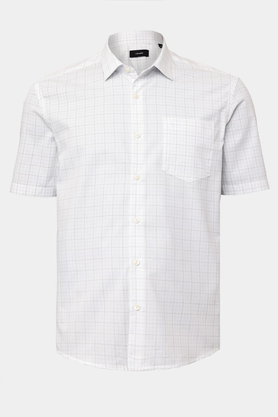 Camisa Manga Curta Regular Algodao Xadrez Bolso Branco C/Azul Claro — foto 5 de 6