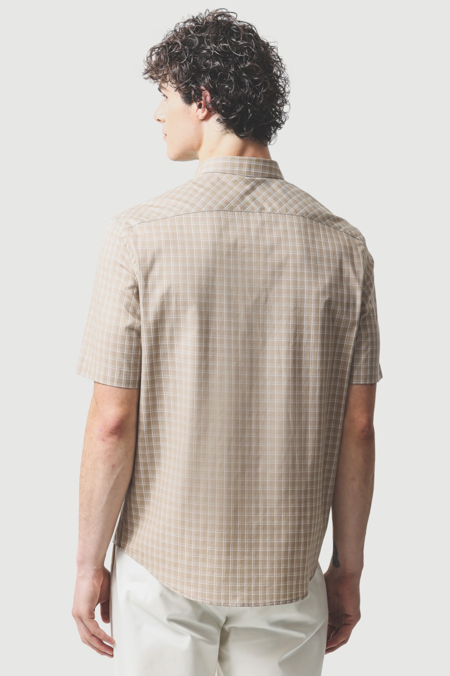 Camisa Manga Curta Regular Algodao Xadrez Castor C/ Areia — foto 4 de 6