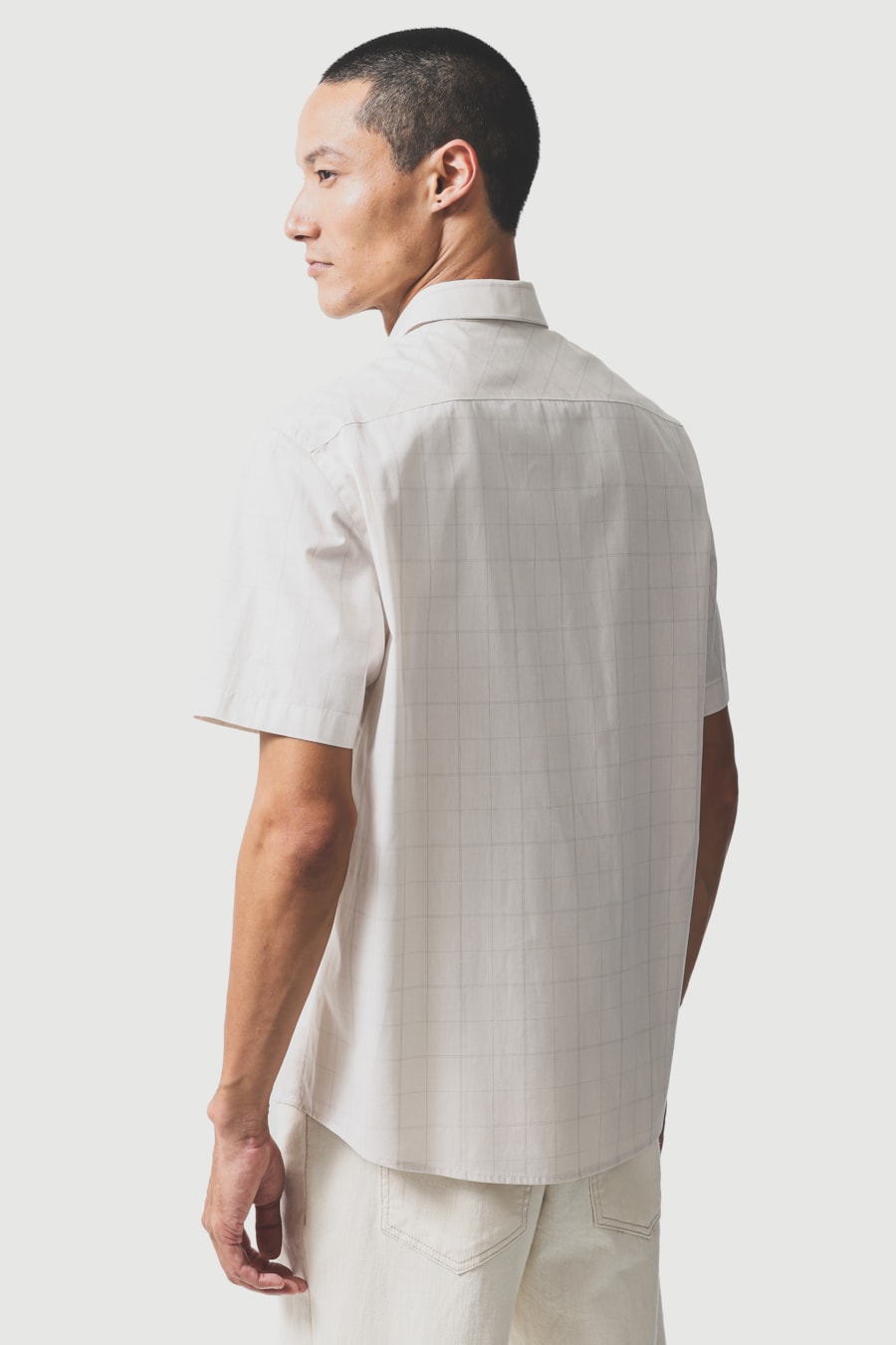 Camisa Manga Curta Regular Algodao Xadrez Fino Natural C/ Caqui — foto 4 de 6