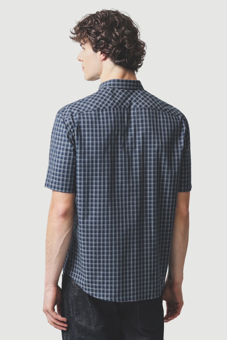 Camisa Manga Curta Regular Algodao Xadrez Marinho/Azul Claro — foto 4 de 6