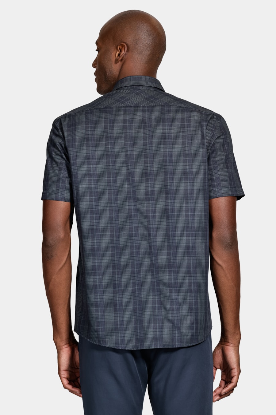 Camisa Manga Curta Regular Algodão Xadrez Preto C/Cinza — foto 4 de 6