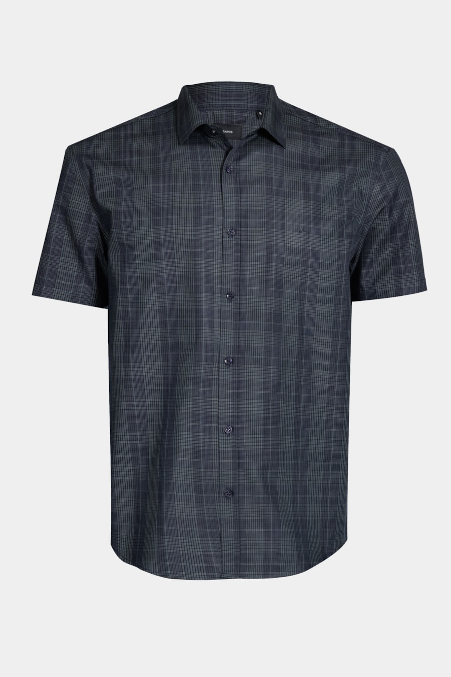 Camisa Manga Curta Regular Algodão Xadrez Preto C/Cinza — foto 5 de 6