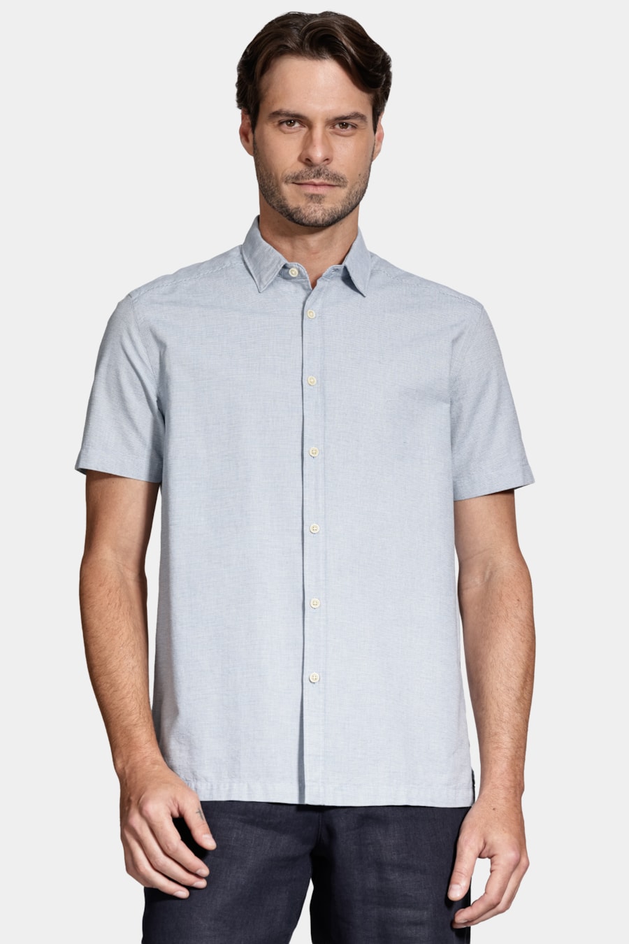 Camisa Manga Curta Regular Belfort Azul — foto 1 de 6