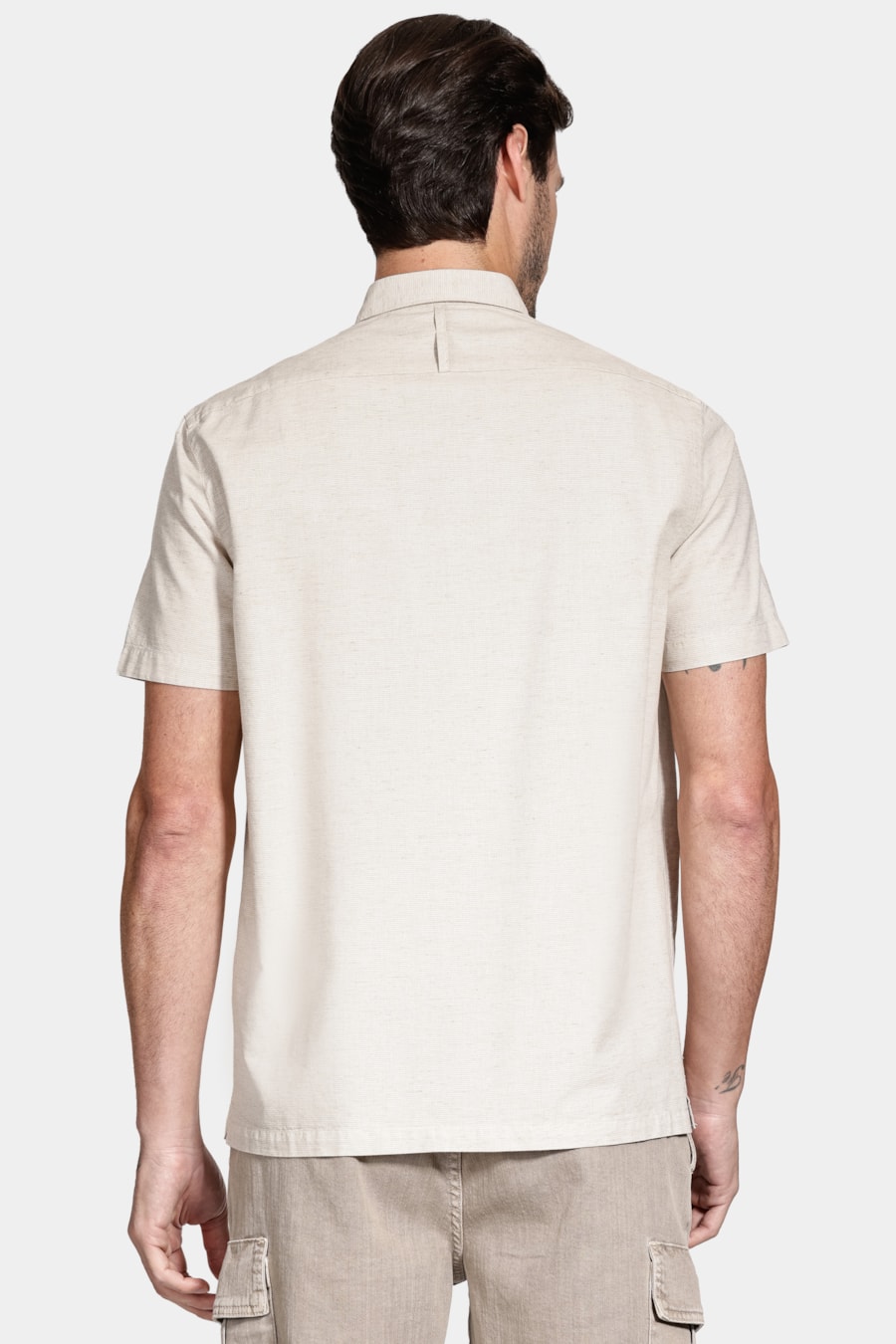 Camisa Manga Curta Regular Belfort Caqui — foto 4 de 6