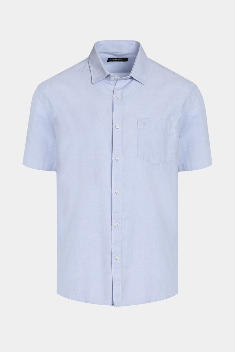 Camisa Manga Curta Regular Button-Down Lotte Com Bolso Azul