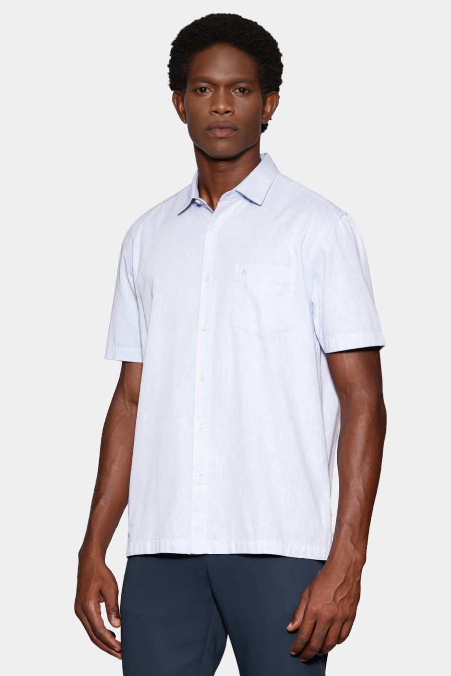 Camisa Manga Curta Regular Cb Algodao Mescla Lotte Azul — foto 1 de 7