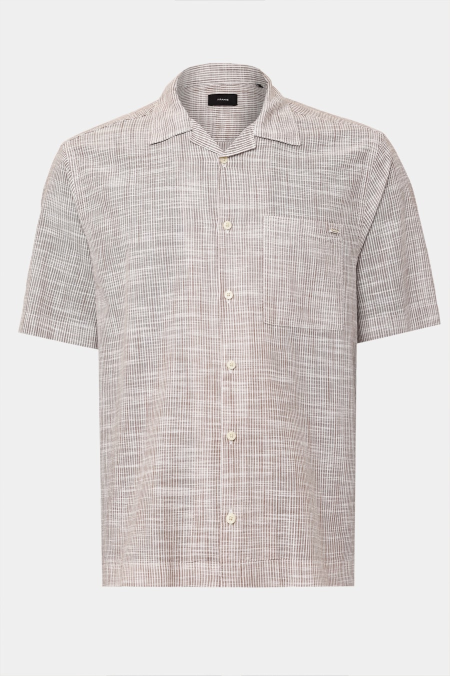 Camisa Manga Curta Regular Com Bolso Flame Listrada Castor C/ Branco — foto 5 de 6