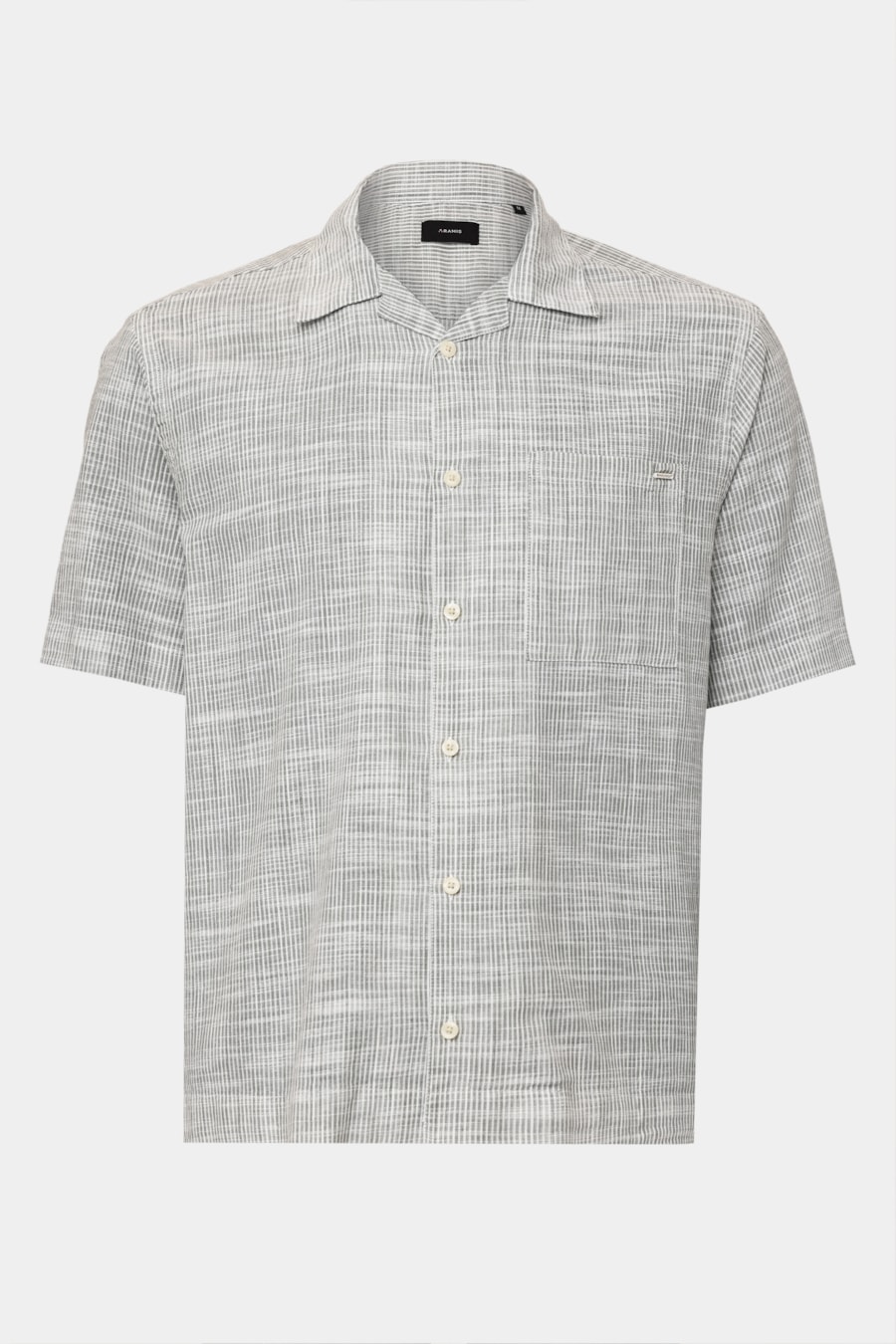 Camisa Manga Curta Regular Com Bolso Flame Listrada Verde C/ Branco — foto 5 de 6