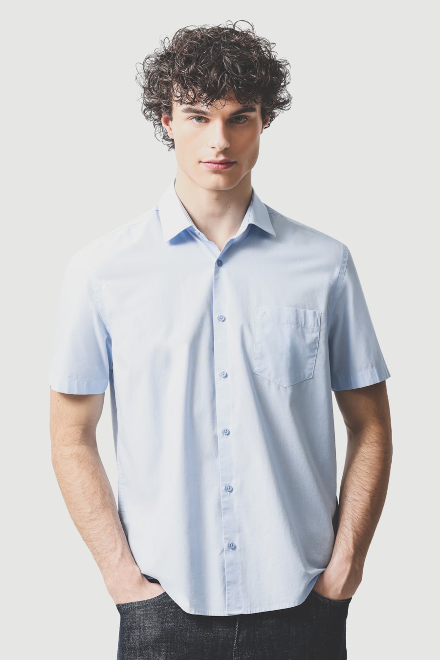 Camisa Manga Curta Regular Fil 50 Egipcio Barolo Azul Claro — foto 1 de 6