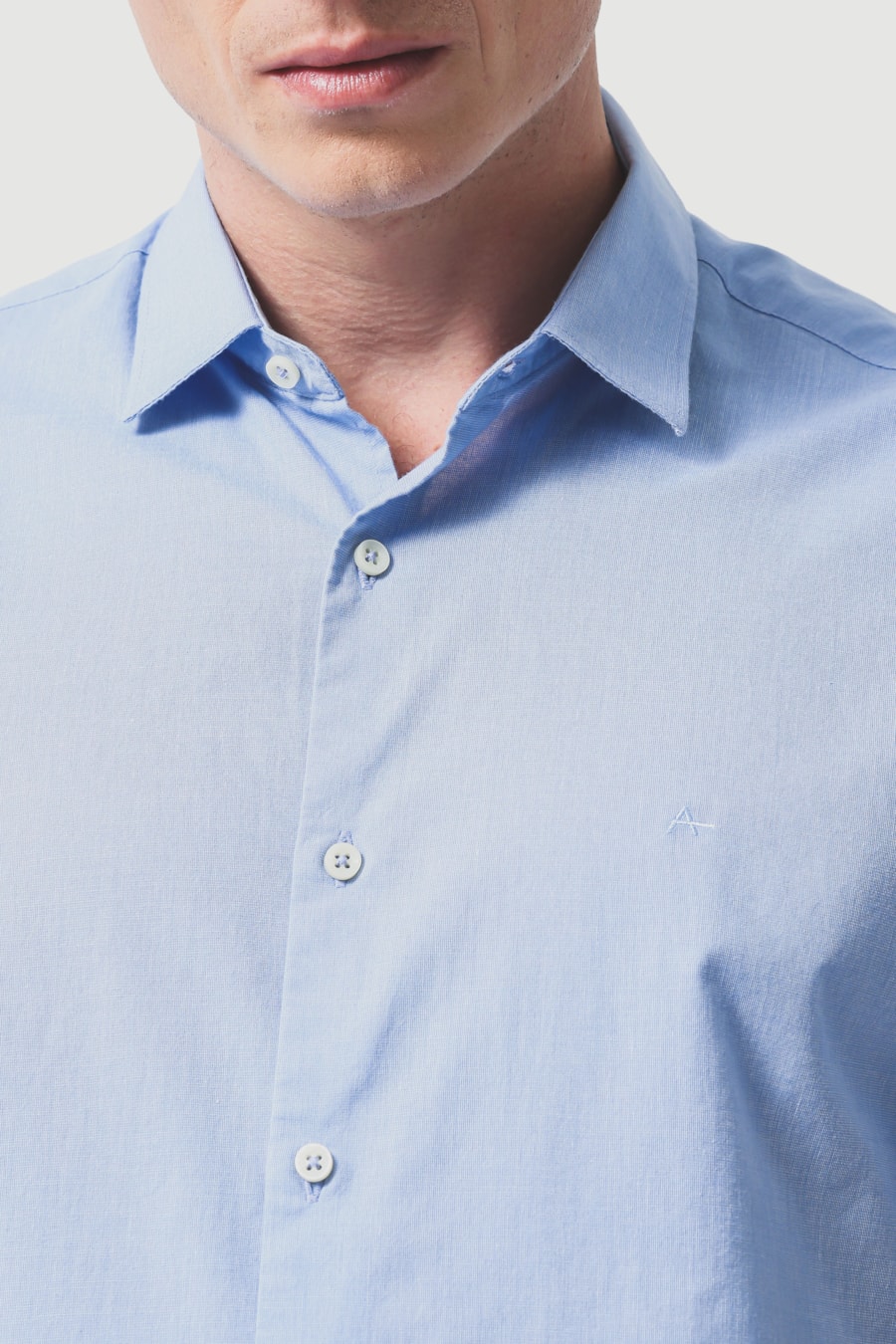 Camisa Manga Curta Regular Fil a Fil Antilia Azul Medio — foto 3 de 6