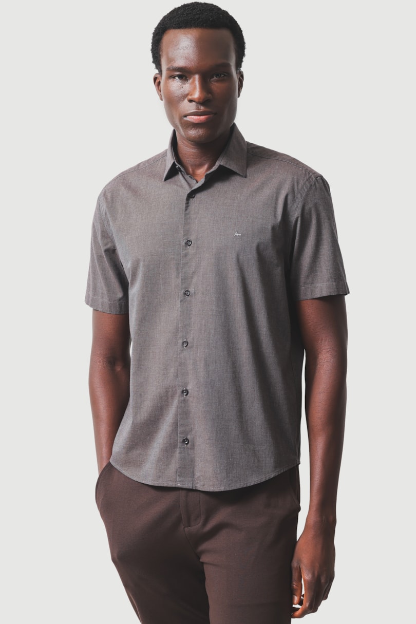 Camisa Manga Curta Regular Fil a Fil Antilia Cafe