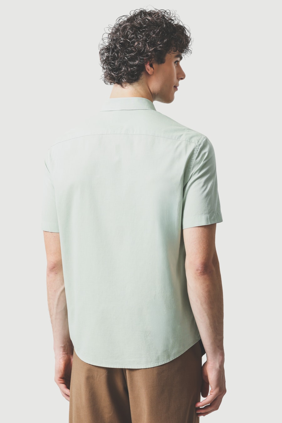 Camisa Manga Curta Regular Fil a Fil Antilia Verde Claro — foto 4 de 6