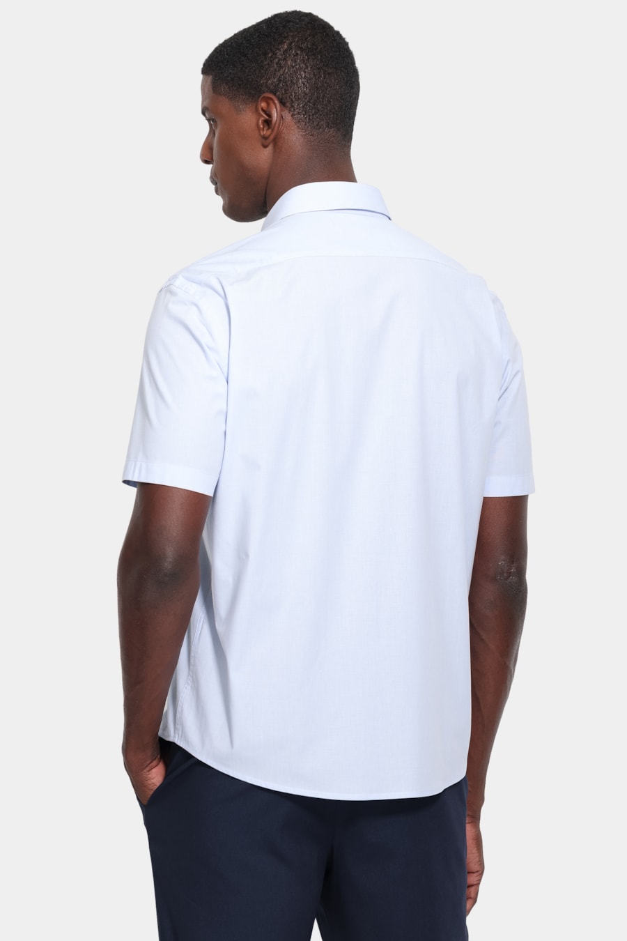 Camisa Manga Curta Regular Fil a Fil Span Azul Claro — foto 4 de 6