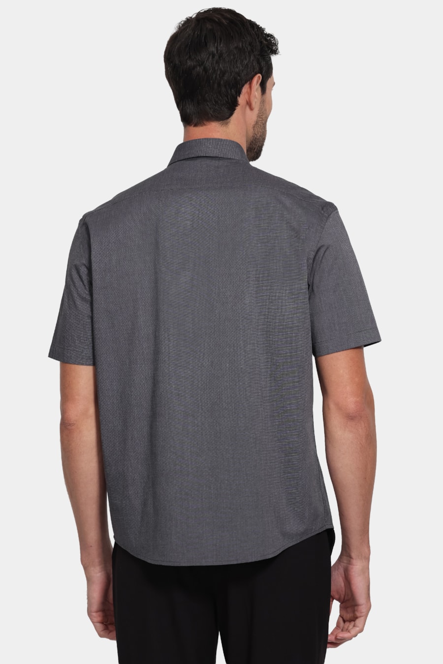 Camisa Manga Curta Regular Fil a Fil Span Chumbo — foto 4 de 6