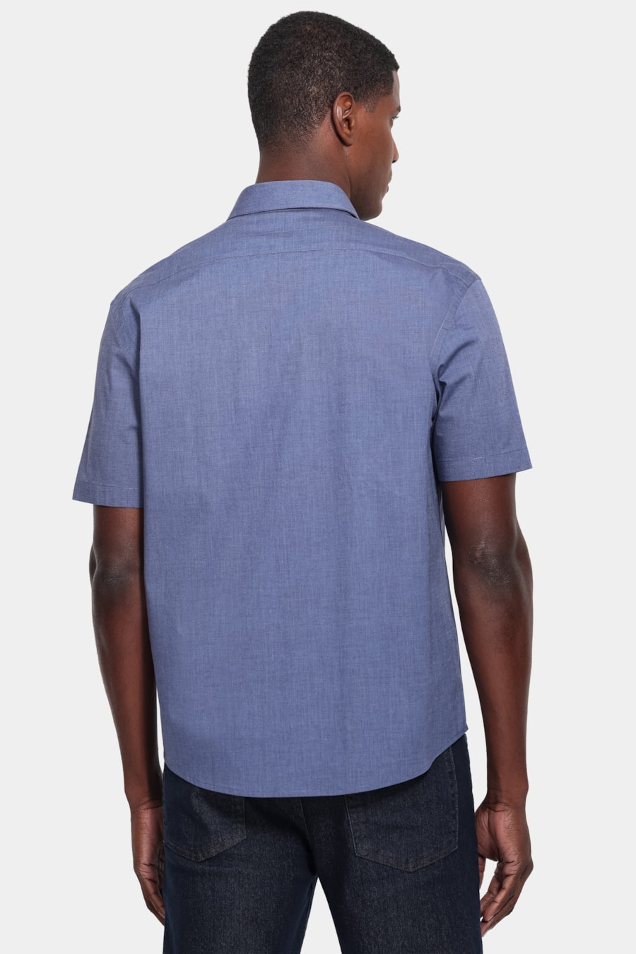 Camisa Manga Curta Regular Fil a Fil Span Marinho — foto 4 de 6