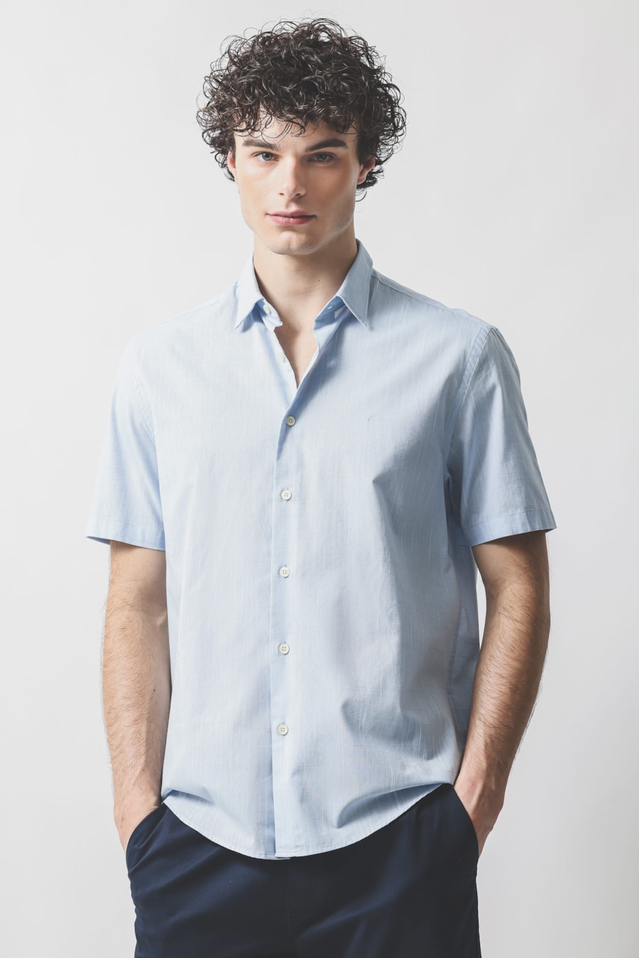 Camisa Manga Curta Regular Flame Bosco Azul Celeste — foto 1 de 6