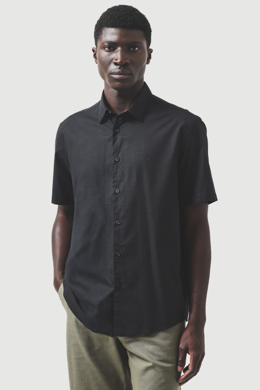 Camisa Manga Curta Regular Flame Bosco Preto — foto 1 de 6