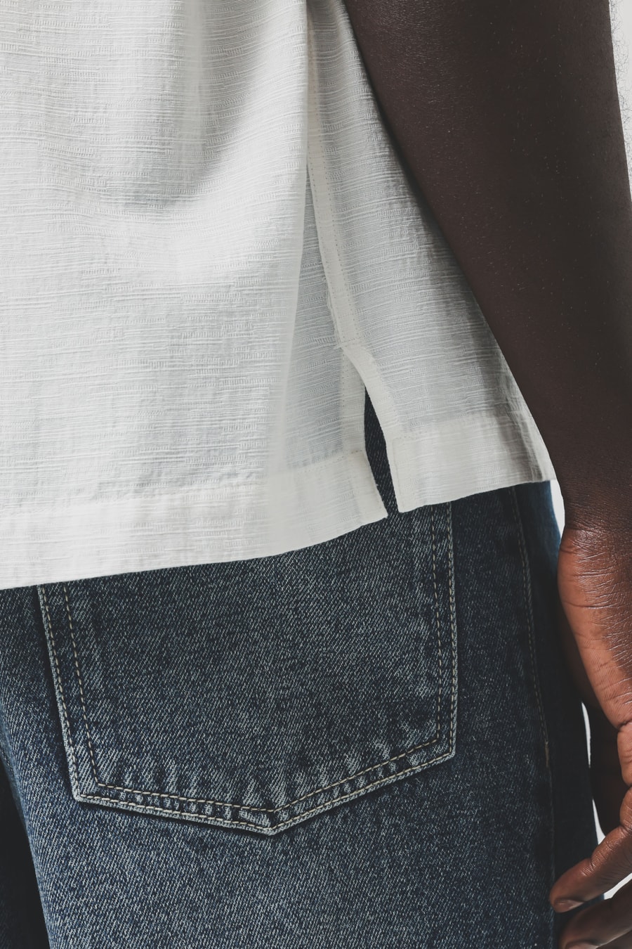 Camisa Manga Curta Regular Flamê Jacquard Off White — foto 4 de 7