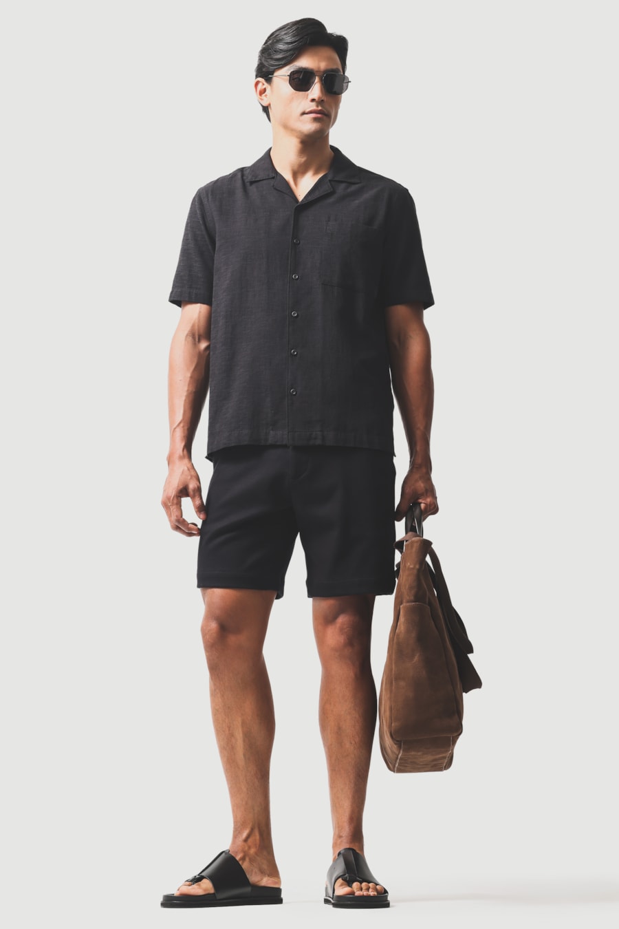 Camisa Manga Curta Regular Flamê Jacquard Preto — foto 2 de 6