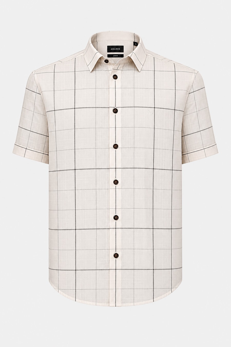 Camisa Manga Curta Regular Flame Xadrez Natural C/ Castor — foto 5 de 6