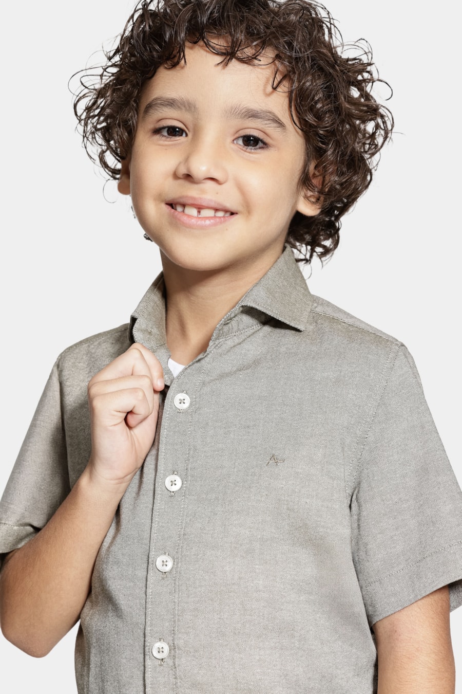 Camisa Manga Curta Regular Infantil Colors Verde Medio — foto 3 de 7