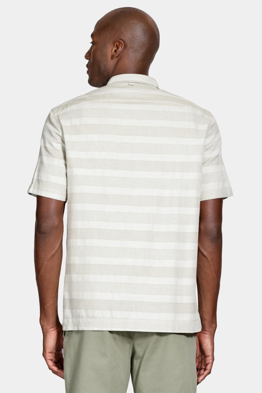 Camisa Manga Curta Regular Jacquard Horizontal Verde Pistache — foto 4 de 6