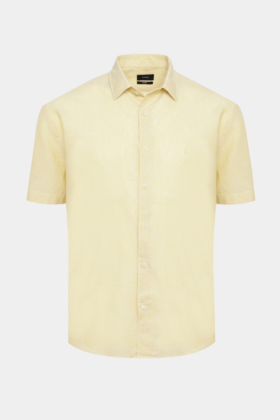 Camisa Manga Curta Regular Linho Algodão Amarelo — foto 5 de 6