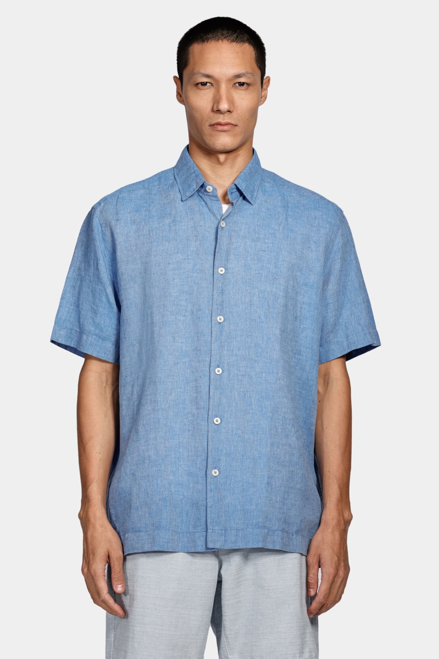 Camisa Manga Curta Regular Linho Algodão Martinelli Azul — foto 1 de 6