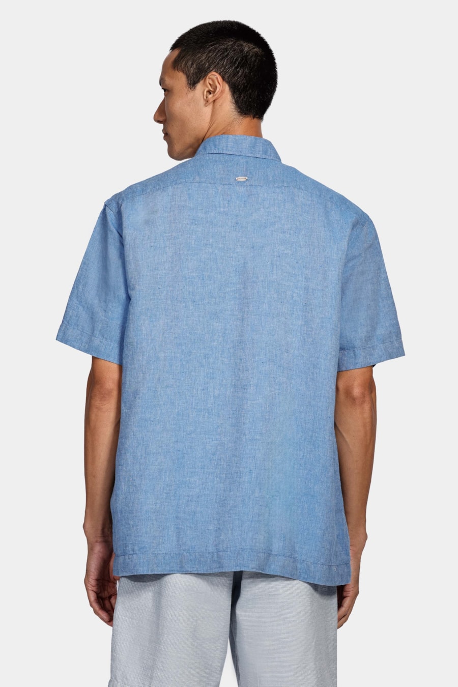 Camisa Manga Curta Regular Linho Algodão Martinelli Azul — foto 4 de 6