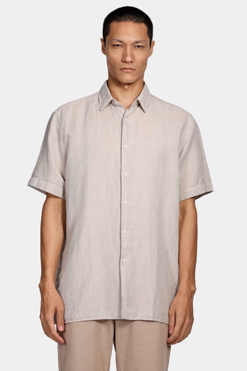 Camisa Manga Curta Regular Linho Algodão Martinelli Cáqui