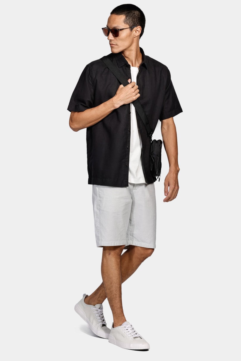 Camisa Manga Curta Regular Linho Algodão Martinelli Preto