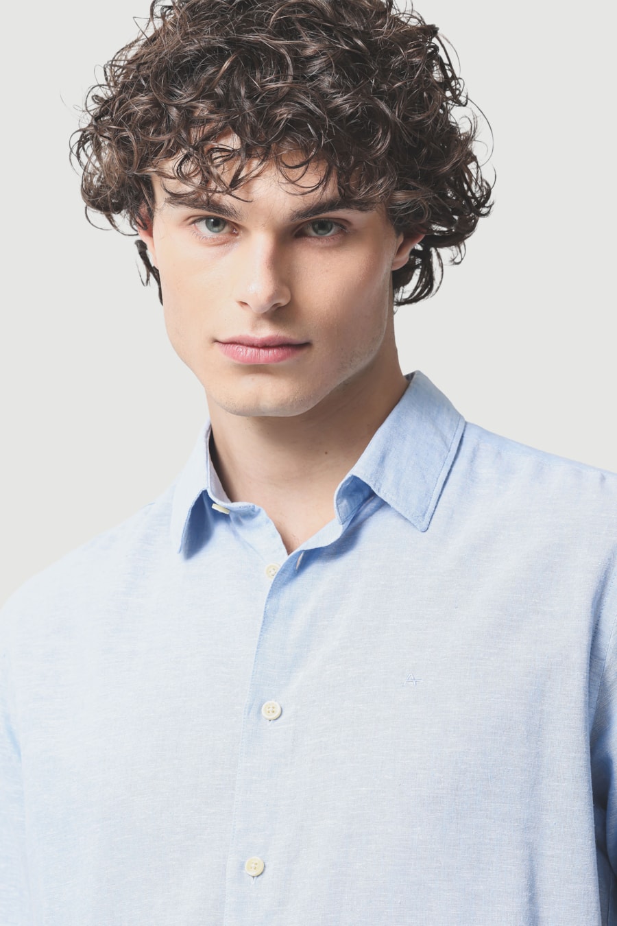 Camisa Manga Curta Regular Linho Algodao Surat Azul — foto 3 de 6