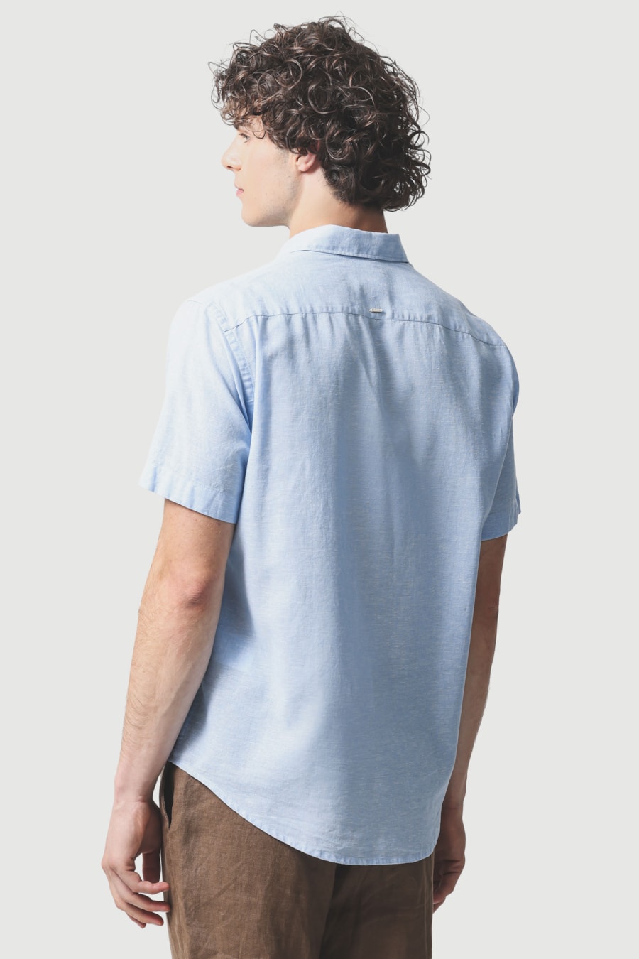 Camisa Manga Curta Regular Linho Algodao Surat Azul — foto 4 de 6