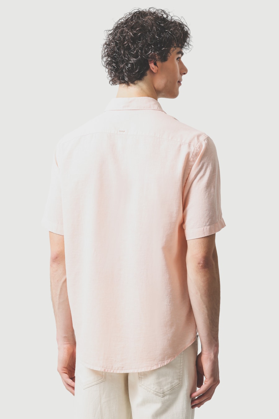 Camisa Manga Curta Regular Linho Algodao Surat Coral — foto 4 de 6