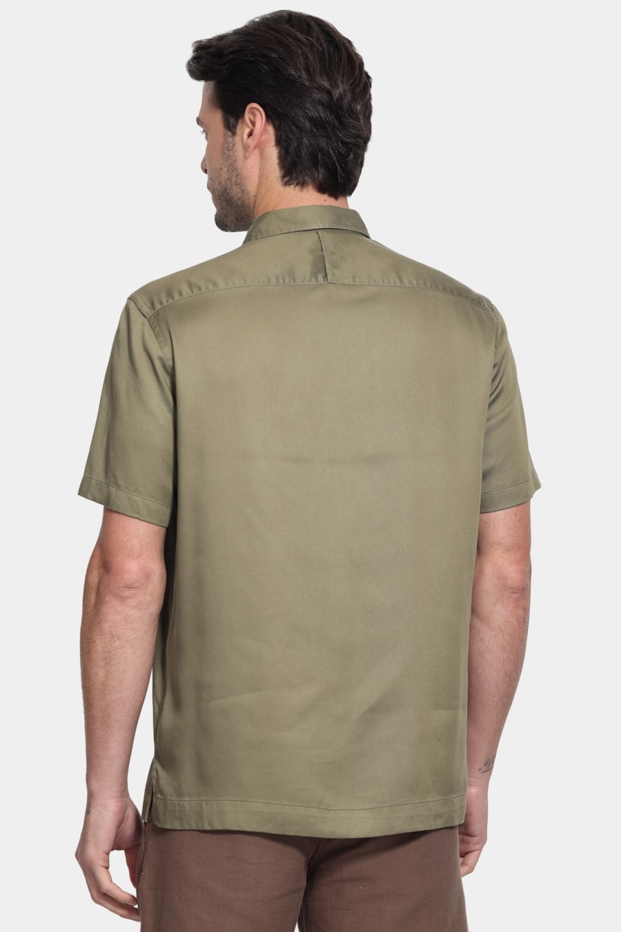 Camisa Manga Curta Regular Liocel Verde Militar — foto 4 de 6