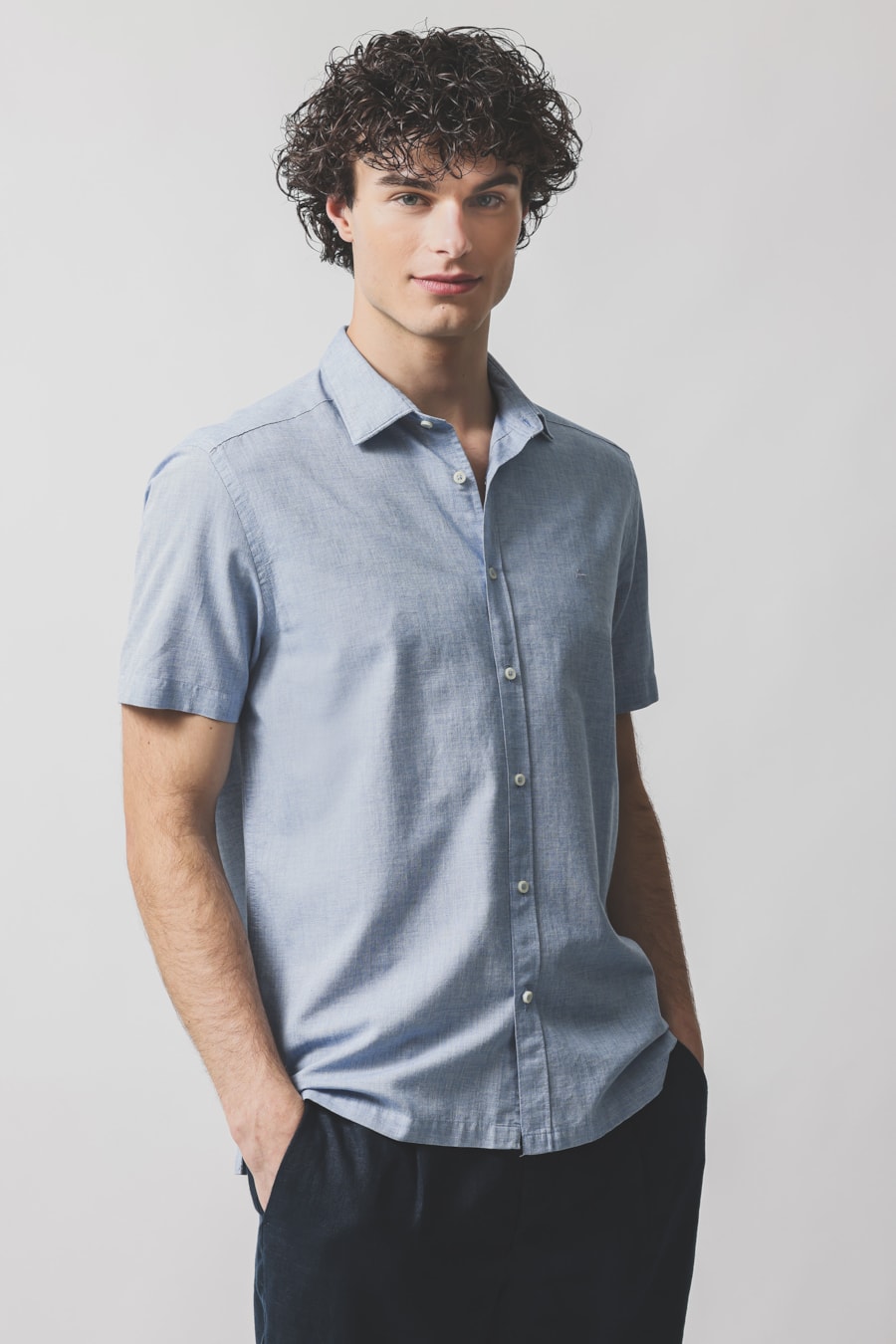 Camisa Manga Curta Regular Loop Flame Altino Azul — foto 1 de 7