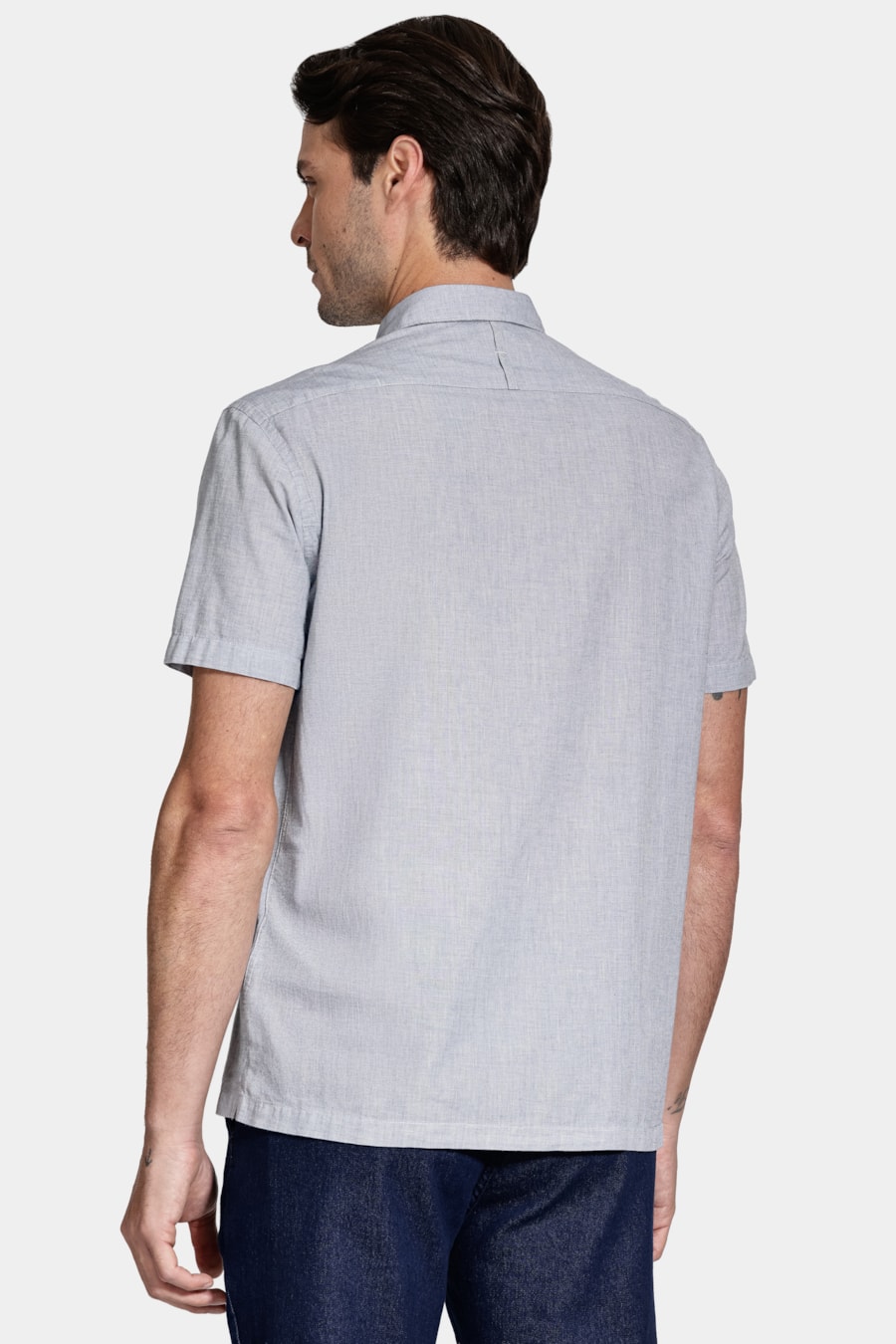 Camisa Manga Curta Regular Loop Flame Azul Jeans — foto 4 de 6