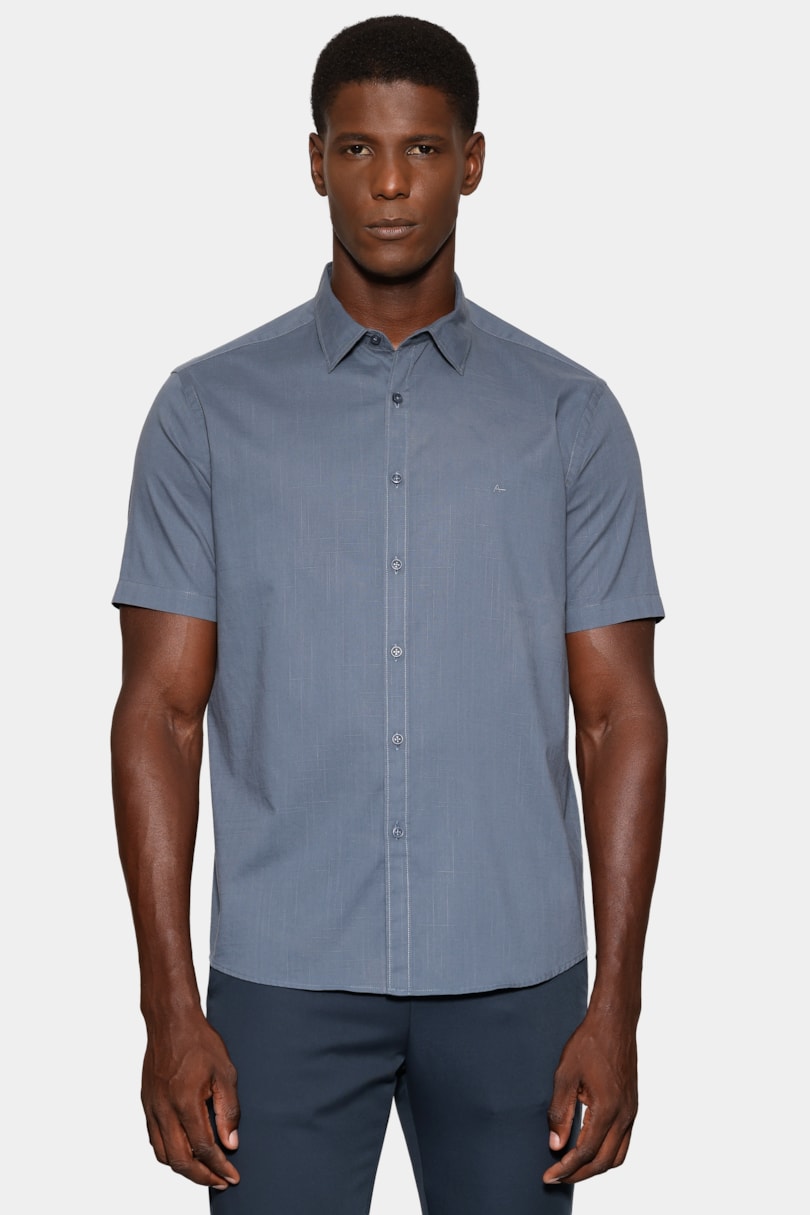 Camisa Manga Curta Regular Loop Flame Bosco Azul Indigo