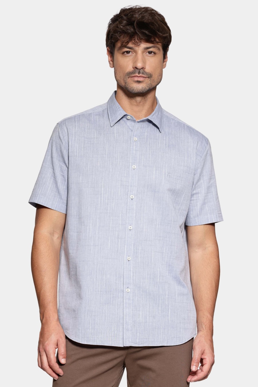 Camisa Manga Curta Regular Loop Flame Bosco Azul Jeans — foto 1 de 6