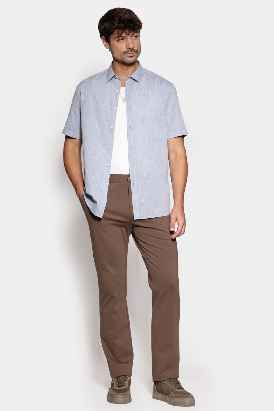 Camisa Manga Curta Regular Loop Flame Bosco Azul Jeans — foto 2 de 6