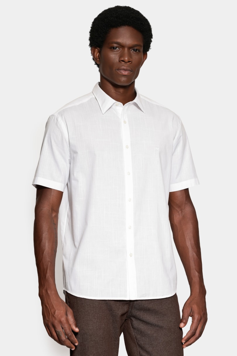 Camisa Manga Curta Regular Loop Flame Bosco Branco