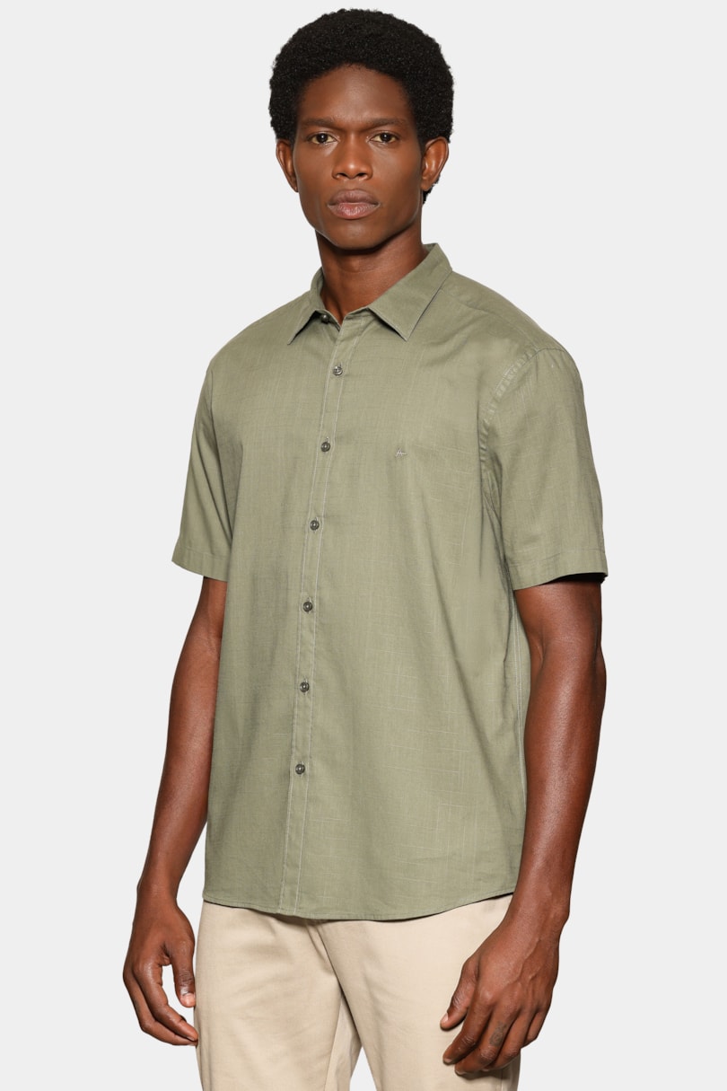 Camisa Manga Curta Regular Loop Flame Bosco Verde