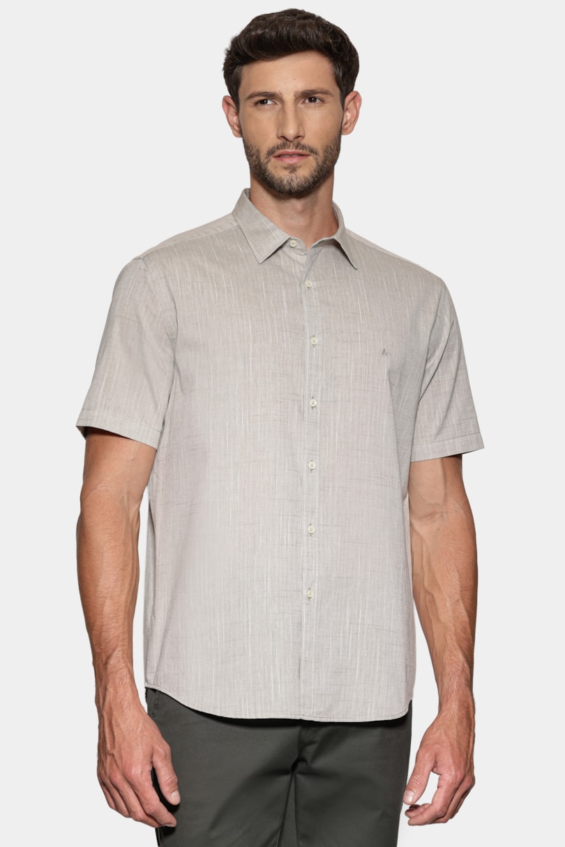 Camisa Manga Curta Regular Loop Flame Bosco Verde Mescla