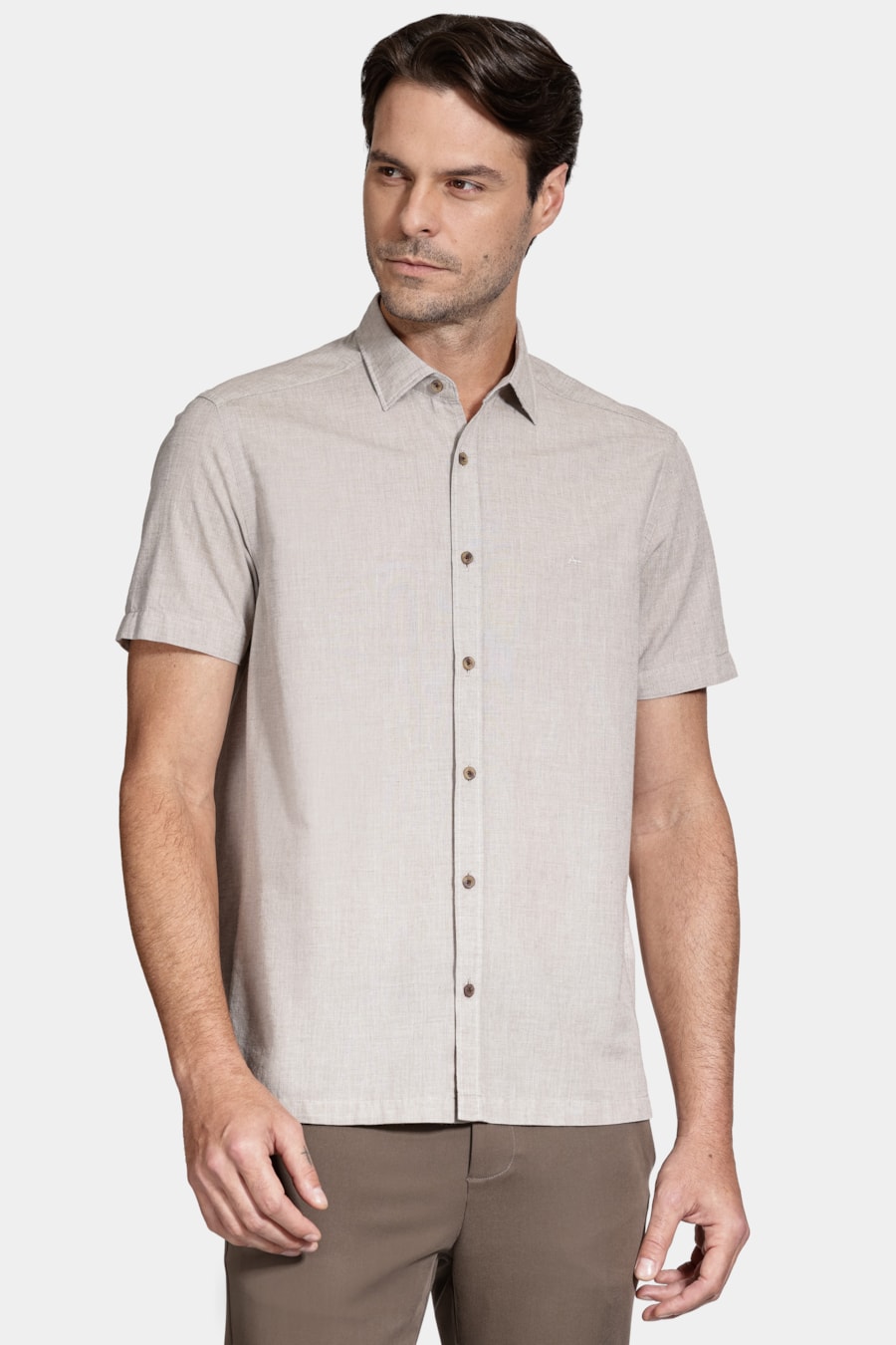 Camisa Manga Curta Regular Loop Flame Tabaco — foto 1 de 6