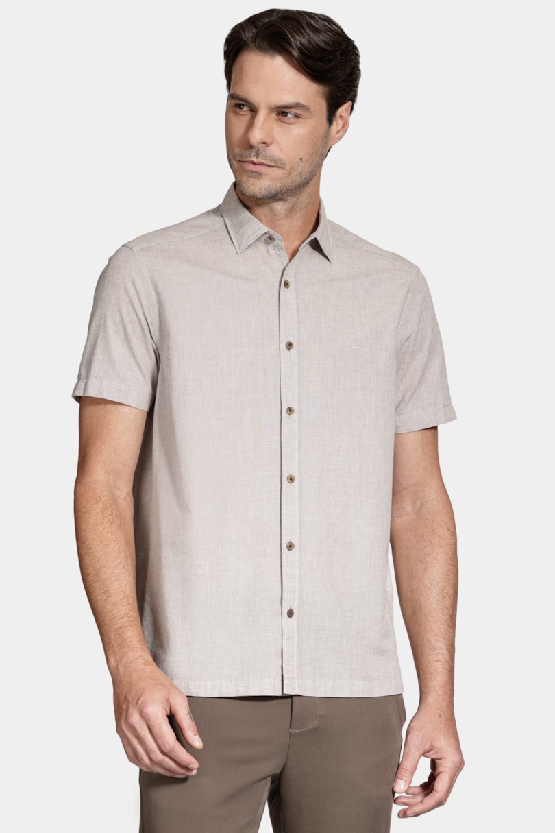 Camisa Manga Curta Regular Loop Flame Tabaco