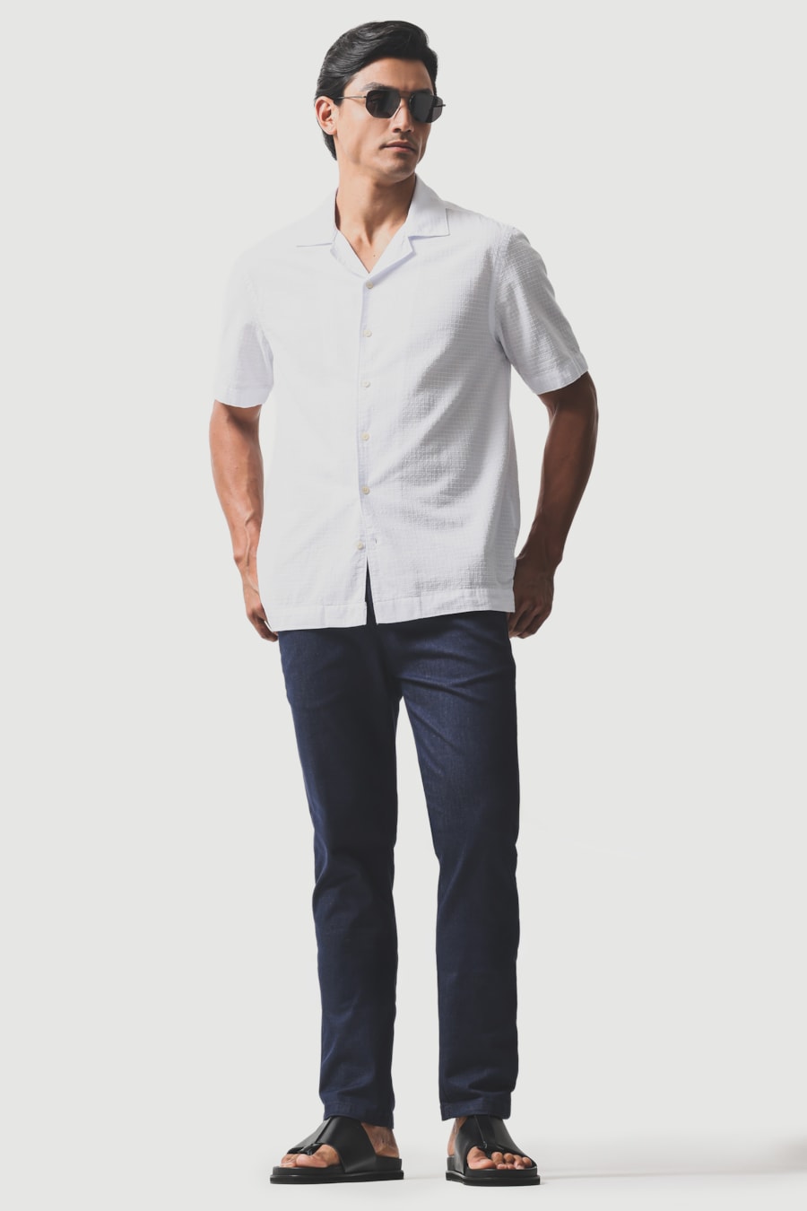 Camisa Manga Curta Regular Maquineta Xadrez Branco — foto 2 de 6