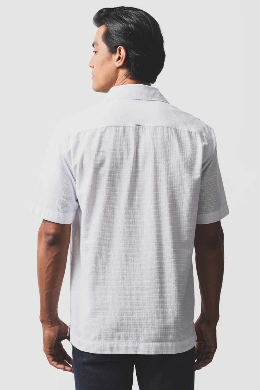 Camisa Manga Curta Regular Maquineta Xadrez Branco — foto 4 de 6