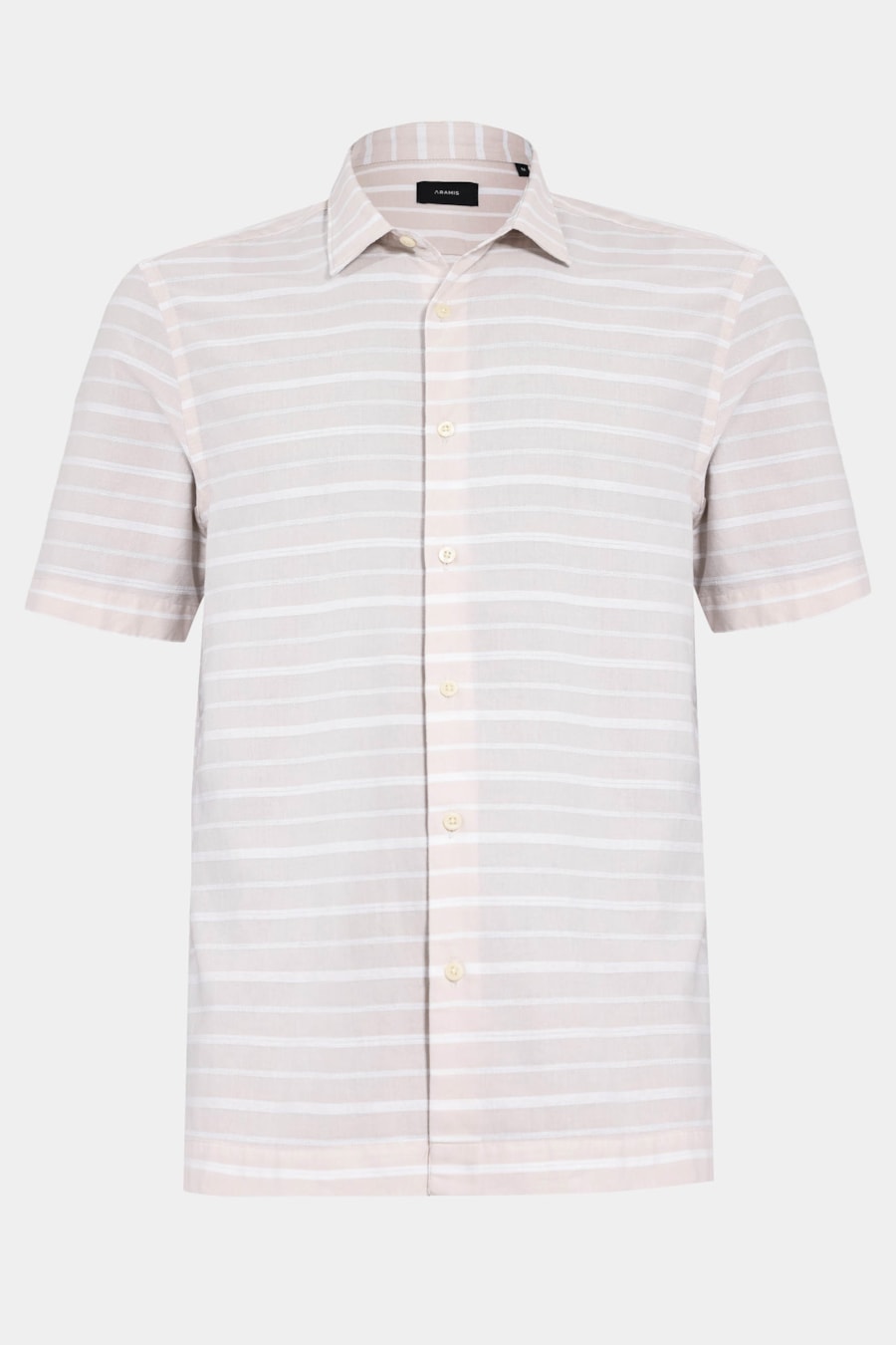Camisa Manga Curta Regular Maquinetada Listrada Areia C/ Branco — foto 5 de 6