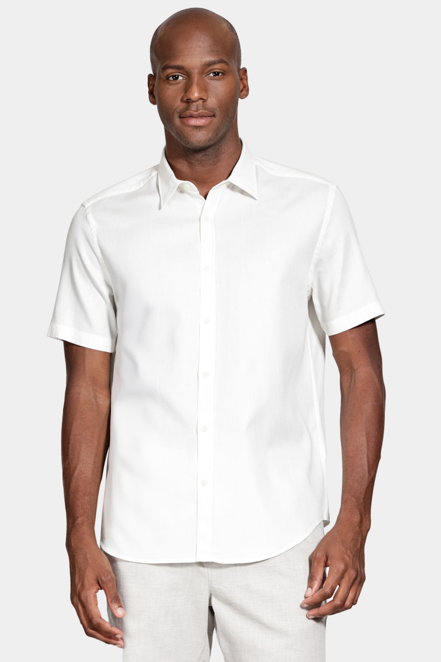 Camisa Manga Curta Regular Maquinetada Off White — foto 1 de 6